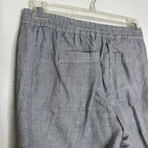 Talbots Pants Womens 6P Blue White Striped Linen Cotton Pull On Elastic Waist - Picture 3 of 8